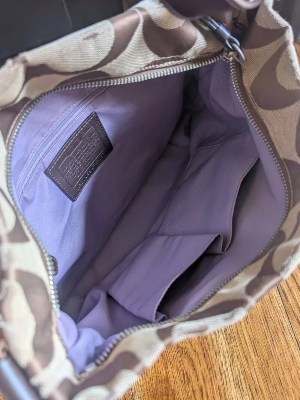 Coach Signature Duffle Bag Tan and Brown Jacquard F15067 - Picture 7 of 9